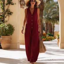 Load image into Gallery viewer, Women's Sleeveless Wide-Leg Jumpsuit with Button Pockets