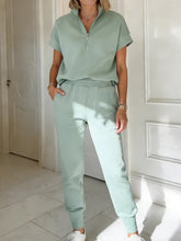 Load image into Gallery viewer, Athleisure Knit 3/4 Sleeve T-Shirt & Pants Set – 3 Colors, S–3XL