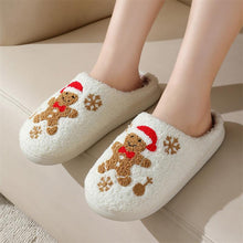 Load image into Gallery viewer, Christmas Slippers Gingerbread Slippers Women and Men Holiday Halloween Slippers Indoor Bedroom Fluffy Warm Fleece Slippers Winter Soft Cozy Home Non-Slip Soft Plush Slip-on Wool Lined House Shoes