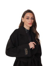 Load image into Gallery viewer, Astoria Midi Cashmere Wool Blend Coat in Black
