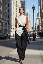 Load image into Gallery viewer, Women's Lace-Up Sleeveless Top & Wide-Leg Pants Set