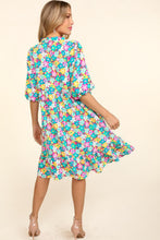 Load image into Gallery viewer, Bubble Sleeve Floral Ruffled Summer Dress For Women – Charming Floral Dress, Feminine Floral Dress, Trendy Bubble Sleeve Dress, Whimsical Ruffled Dress, Elegant Garden Party Dress, Romantic Floral Dress, Chic Bubble Sleeve Dress