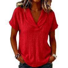 Load image into Gallery viewer, Women's Knitted Short-Sleeve Butterfly Collar Top
