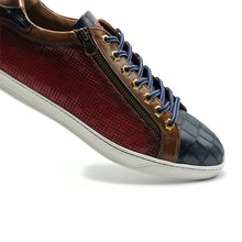 Load image into Gallery viewer, 65-209-RED BREZZA Calfskin & Embossed Crocodile Sneaker, Red