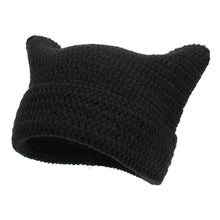 Load image into Gallery viewer, Women’s Hand Knitted Striped Cat Hat – Cute Warm Winter Beanie