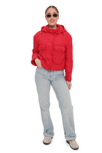 Load image into Gallery viewer, Studded Light Demi-Season Hooded Cropped Jacket in Red