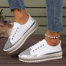 Load image into Gallery viewer, Women’s Plus Size White Sneakers – Chunky Sole Casual Everyday Shoes