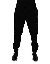 Load image into Gallery viewer, Dolce & Gabbana Black Wool Stretch Jogger Pants