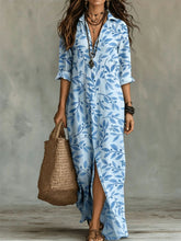 Load image into Gallery viewer, Digital Print Lapel Midi Shirt Dress – 5 Colors, S–3XL