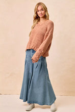 Load image into Gallery viewer, BiBi Chunky Knit Sweater with Flower Detail Sleeves