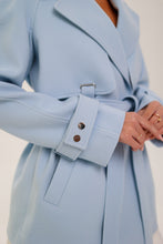 Load image into Gallery viewer, Karina Midi Belted Wool Cashmere Blend Overcoat in Sky Blue