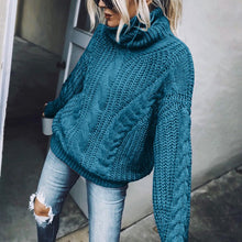 Load image into Gallery viewer, Women's Cable Knit Turtleneck Sweater