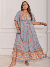 Load image into Gallery viewer, Pink Purple Plus Size Printed Flutter Sleeve Maxi Dress Elegant & Flowy Dress Unique Design