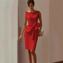 Load image into Gallery viewer, Women's Bow-Knot Sleeveless Midi Dress – High Waist A-Line