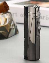 Load image into Gallery viewer, NEW Modern Luxury Grinding Wheel Three Torch Turbo Lighters For Cigarettes Accessories Cigar Smoking Lighters New Metal Design
