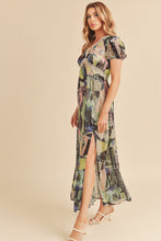 Load image into Gallery viewer, Lace Detail Slit Geometric Print Short Sleeve Maxi Comfortable Dress For Women, Elegant Lace, Alluring Slit, Sophisticated Geometric Print for Casual & Dressy Occasions