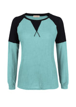 Load image into Gallery viewer, Two Tone Waffle Knit Crewneck Sweater