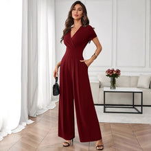 Load image into Gallery viewer, Three-Quarter Sleeve Pleated Wide-Leg Jumpsuit | 2 Colors S–XL