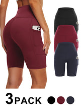 Load image into Gallery viewer, 3-Pack High-Waisted Biker Yoga Shorts