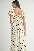 Load image into Gallery viewer, Polka Dot Puff Sleeve Midi Dress For Women – Vintage Fluttering Polka Dot Dress, Feminine Puff Sleeve Dress, Retro Midi Dress, Classic Chic Dress