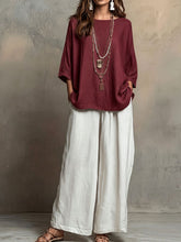 Load image into Gallery viewer, Women's Bohemian Loose Three-Quarter Sleeve Top Set