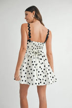 Load image into Gallery viewer, Polka Dot Mini Dress with Ricrac Trim Strap – Fun Polka Dot Pattern, Fluttering, Unique Ricrac Trim Strap, Playful and Stylish Mini Dress, Versatile Summer Dress