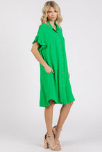 Load image into Gallery viewer, Button Down Flounce Sleeve Dress with Pockets – Casual, Comfortable, Feminine and Functional Dress with Button Front and Flounce Sleeves