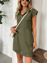 Load image into Gallery viewer, Retro Brown Half-Zip Cap Sleeve Mini Dress Classic & Vintage Design Dress For Girls