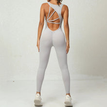 Load image into Gallery viewer, Yoga Jumpsuit V-shaped Back Design Sleeveless Fitness Running Sportswear Stretch Tights Pants For Womens Clothing