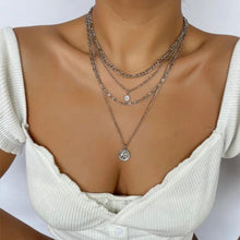 Load image into Gallery viewer, Mandotos Chunky Gold Layered Necklace With Coin Pendant And Sun Charm For Women