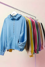 Load image into Gallery viewer, BiBi Stitch Detailed Elastic Hem Half Zip Fleece Hoodie