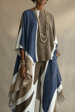 Load image into Gallery viewer, Women's Abstract Geometric Color-Block Asymmetric Draped Tunic & Wide-Leg Palazzo Pants Set