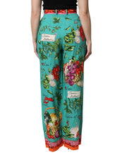 Load image into Gallery viewer, Dolce & Gabbana Green Silk Printed Straight Pants