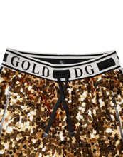 Load image into Gallery viewer, Dolce & Gabbana Metallic Gold DG Logo Sequined Jogger Pants