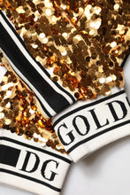 Load image into Gallery viewer, Dolce & Gabbana Metallic Gold DG Logo Sequined Jogger Pants