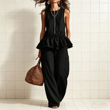 Load image into Gallery viewer, Women's Sleeveless Pleated Vest & Wide Leg Pants Set – Streetwear