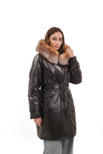 Load image into Gallery viewer, Genuine Fox Fur Trim Mid Length Coat