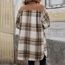 Load image into Gallery viewer, Brushed Plaid Long Coat with Pockets - Women's Winter Jacket