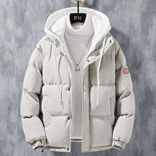 Load image into Gallery viewer, Fashion Hooded Jacket Men Winter Windproof Thickened Fake Two-piece Coat Solid Leisure Sports Cotton Jacket