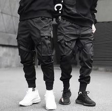 Load image into Gallery viewer, Ribbons Harem Joggers Men Cargo Pants Streetwear Hip Hop Casual Pockets Cotton Track Pants