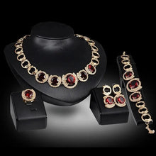 Load image into Gallery viewer, Gold Jewelry Set - 4-Piece Blue Gem Wedding Collection