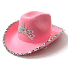 Load image into Gallery viewer, Sequined Western Cowboy Hat - Wool Felt with Feather Trim