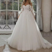 Load image into Gallery viewer, Boho Bride Puff Sleeve Off-Shoulder Wedding Gown
