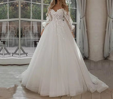 Load image into Gallery viewer, Boho Bride Puff Sleeve Off-Shoulder Wedding Gown