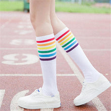 Load image into Gallery viewer, Women's Striped Knee-High Cotton Socks