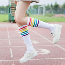 Load image into Gallery viewer, Women's Striped Knee-High Cotton Socks