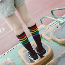 Load image into Gallery viewer, Women's Striped Knee-High Cotton Socks