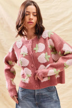 Load image into Gallery viewer, SO ME Strawberry Fruit All Over Button Sweater Cardigan