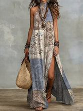 Load image into Gallery viewer, Women's Sleeveless Split Floral Print Maxi Dress