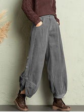 Load image into Gallery viewer, Corduroy Wide-Leg Pants with Lace-Up Detail | Street Style
